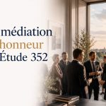 Cocktail organisé par l'Étude 352 autour de la médiation réunissant avocats et professionnels du droit à Paris